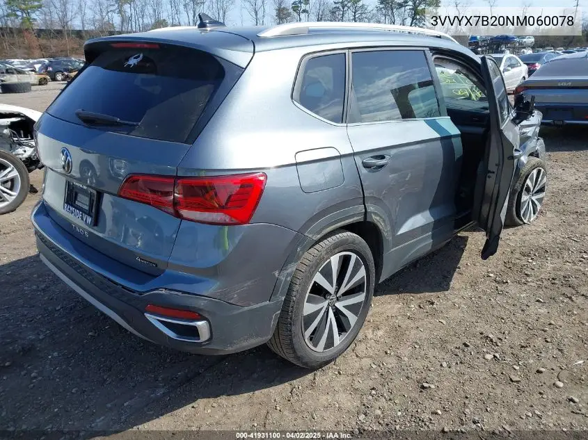 2022 Volkswagen Taos 1.5T Se VIN: 3VVYX7B20NM060078 Lot: 41931100