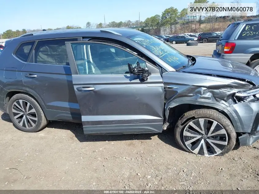 2022 Volkswagen Taos 1.5T Se VIN: 3VVYX7B20NM060078 Lot: 41931100