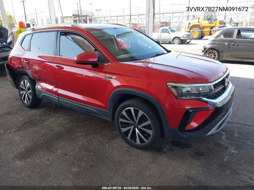 2022 Volkswagen Taos 1.5T Se VIN: 3VVRX7B27NM091672 Lot: 42158739