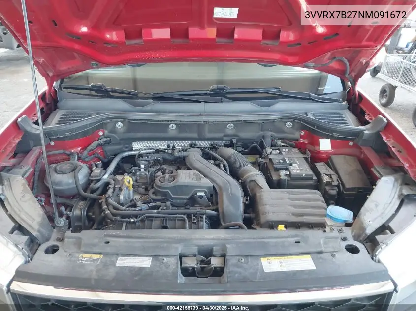 2022 Volkswagen Taos 1.5T Se VIN: 3VVRX7B27NM091672 Lot: 42158739