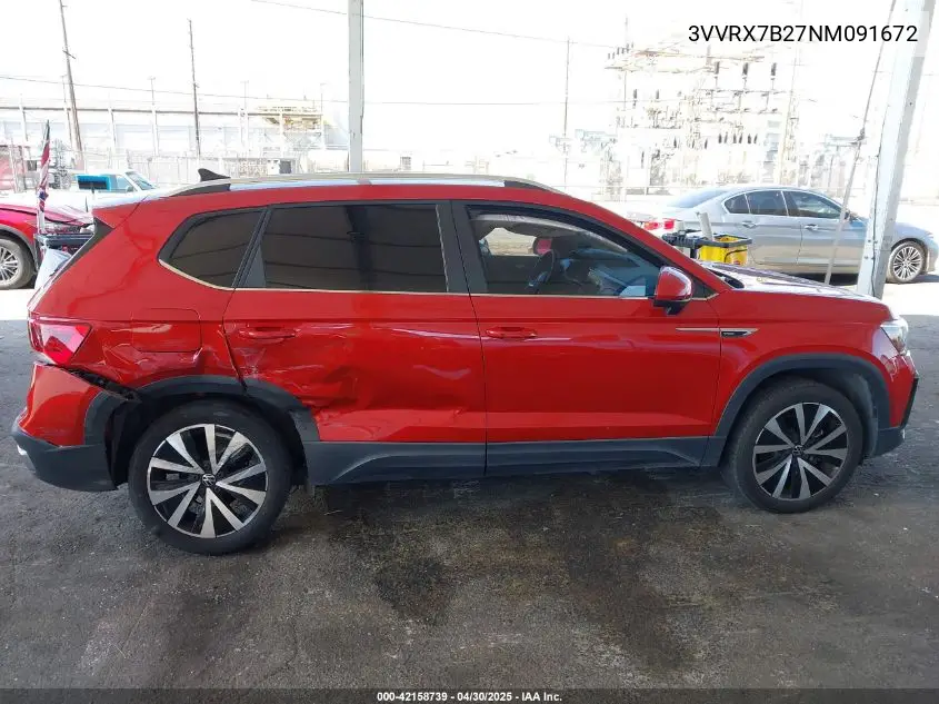 2022 Volkswagen Taos 1.5T Se VIN: 3VVRX7B27NM091672 Lot: 42158739