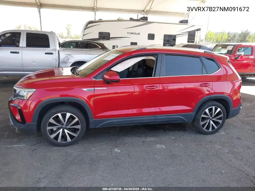 2022 Volkswagen Taos 1.5T Se VIN: 3VVRX7B27NM091672 Lot: 42158739
