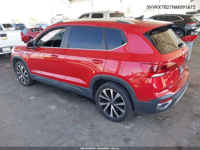 2022 Volkswagen Taos 1.5T Se VIN: 3VVRX7B27NM091672 Lot: 42158739