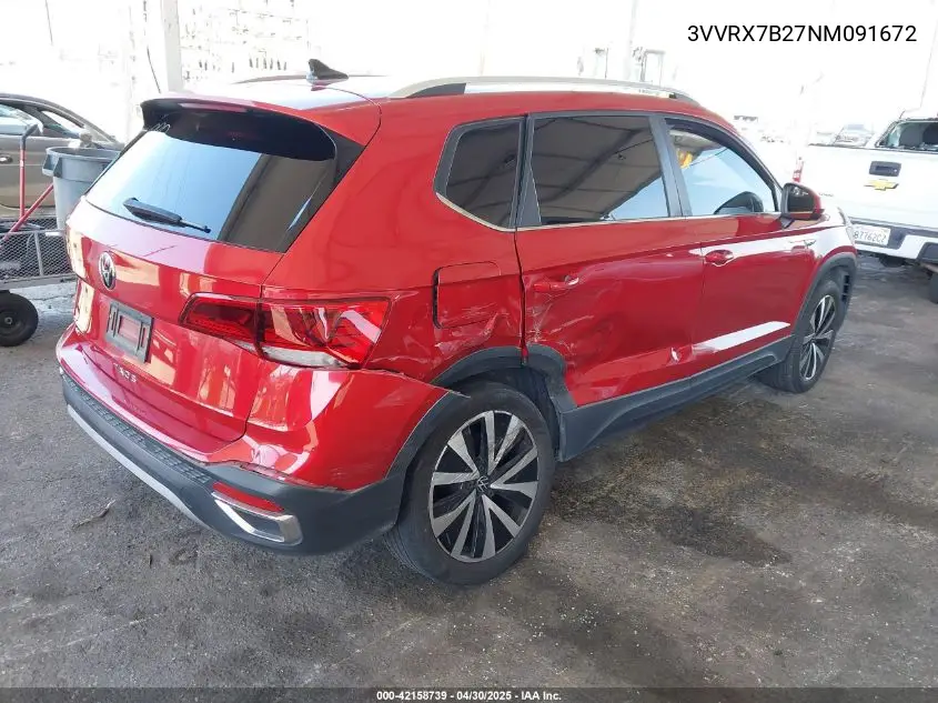 2022 Volkswagen Taos 1.5T Se VIN: 3VVRX7B27NM091672 Lot: 42158739