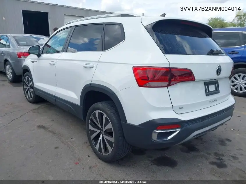 2022 Volkswagen Taos 1.5T Se VIN: 3VVTX7B2XNM004014 Lot: 42160054