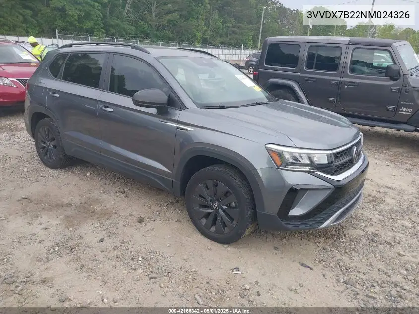 2022 Volkswagen Taos 1.5T S VIN: 3VVDX7B22NM024326 Lot: 42166342