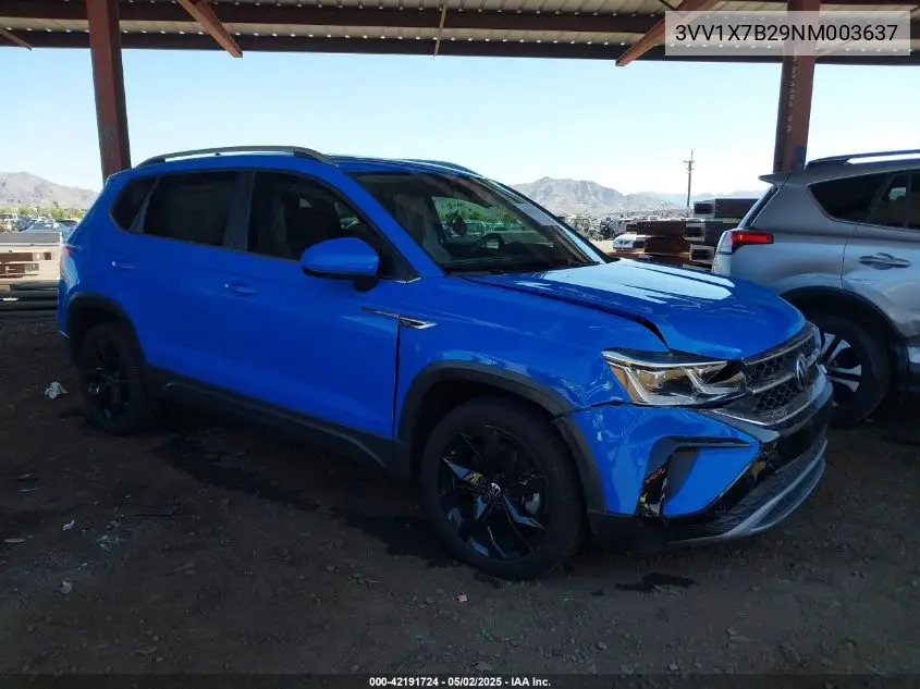 2022 Volkswagen Taos 1.5T Sel VIN: 3VV1X7B29NM003637 Lot: 42191724