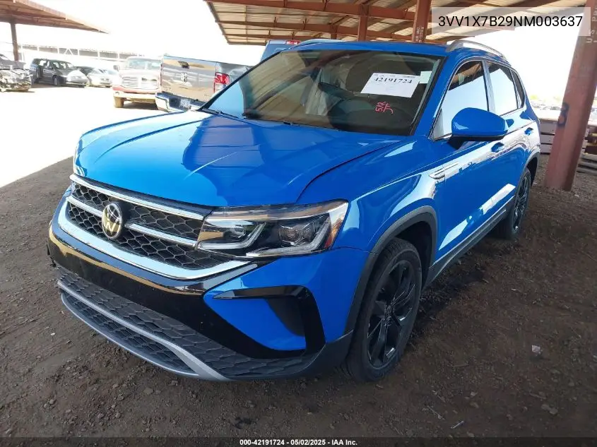 2022 Volkswagen Taos 1.5T Sel VIN: 3VV1X7B29NM003637 Lot: 42191724