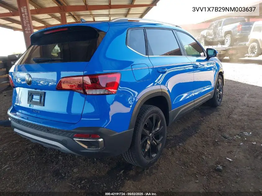 2022 Volkswagen Taos 1.5T Sel VIN: 3VV1X7B29NM003637 Lot: 42191724