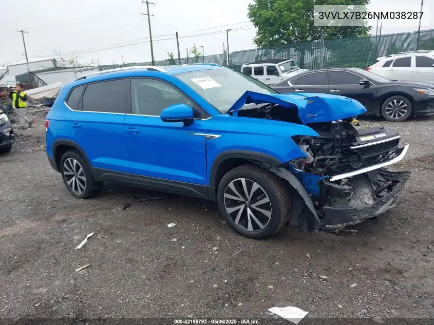 2022 Volkswagen Taos 1.5T Se VIN: 3VVLX7B26NM038287 Lot: 42198793