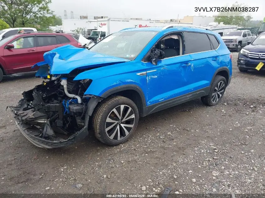 2022 Volkswagen Taos 1.5T Se VIN: 3VVLX7B26NM038287 Lot: 42198793