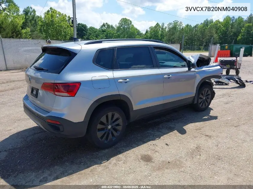 2022 Volkswagen Taos 1.5T S VIN: 3VVCX7B20NM040908 Lot: 42219903