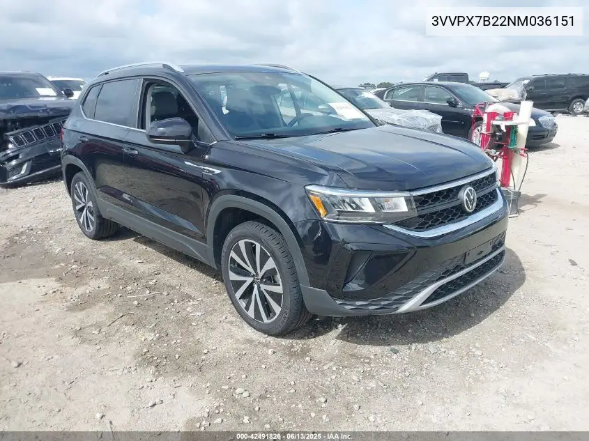 2022 Volkswagen Taos 1.5T Se VIN: 3VVPX7B22NM036151 Lot: 42491826