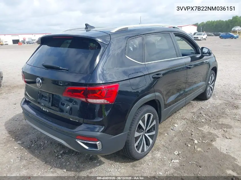 2022 Volkswagen Taos 1.5T Se VIN: 3VVPX7B22NM036151 Lot: 42491826
