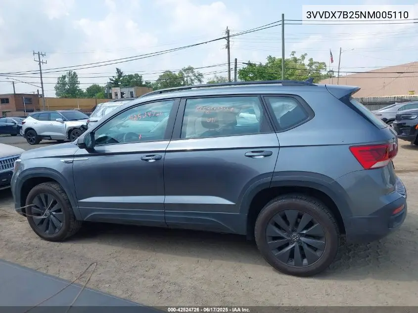 2022 Volkswagen Taos 1.5T S VIN: 3VVDX7B25NM005110 Lot: 42524726