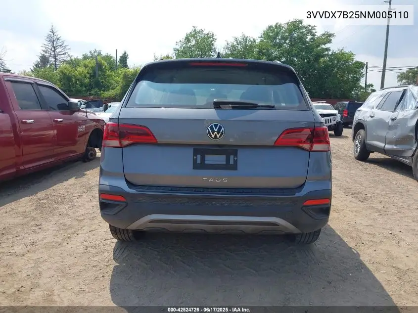 2022 Volkswagen Taos 1.5T S VIN: 3VVDX7B25NM005110 Lot: 42524726