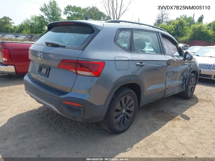 2022 Volkswagen Taos 1.5T S VIN: 3VVDX7B25NM005110 Lot: 42524726