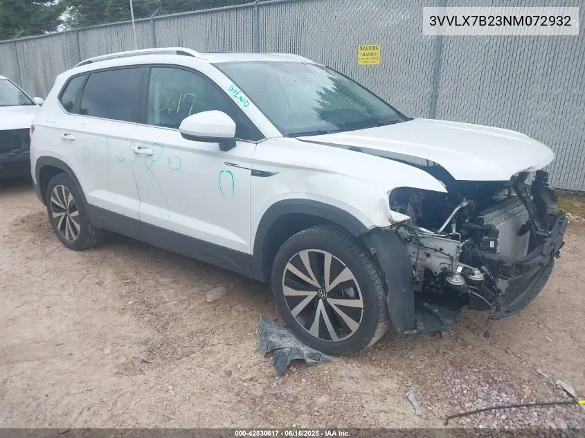 2022 Volkswagen Taos 1.5T Se VIN: 3VVLX7B23NM072932 Lot: 42530617