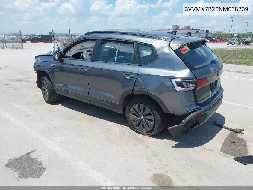 2022 Volkswagen Taos 1.5T S VIN: 3VVMX7B20NM038239 Lot: 42558228