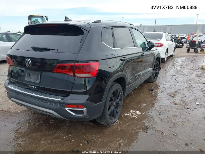 2022 Volkswagen Taos 1.5T Sel VIN: 3VV1X7B21NM008881 Lot: 42585483