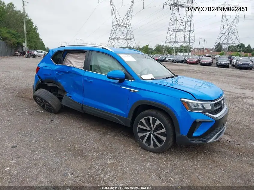2022 Volkswagen Taos Se VIN: 3VVYX7B24NM022451 Lot: 42611101