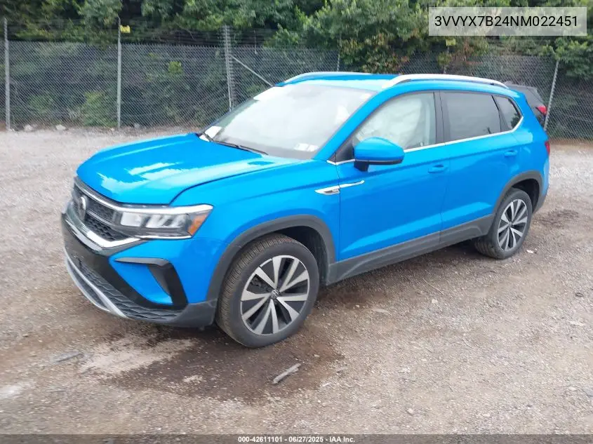 2022 Volkswagen Taos Se VIN: 3VVYX7B24NM022451 Lot: 42611101