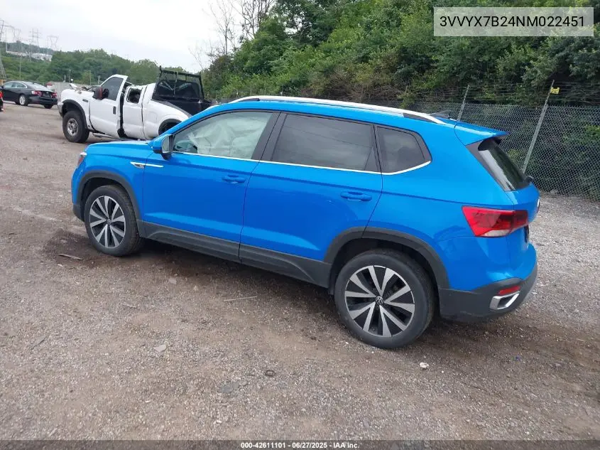 2022 Volkswagen Taos Se VIN: 3VVYX7B24NM022451 Lot: 42611101