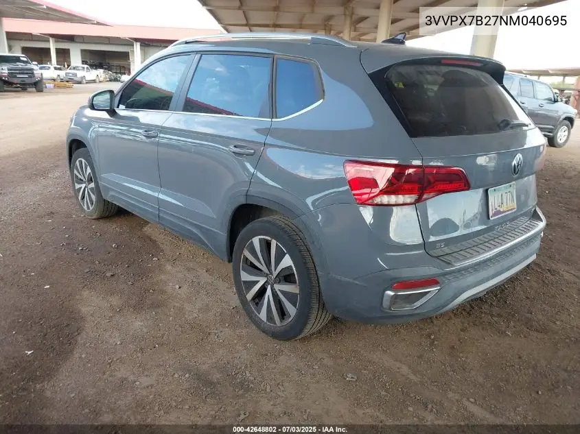 2022 Volkswagen Taos 1.5T Se VIN: 3VVPX7B27NM040695 Lot: 42648802