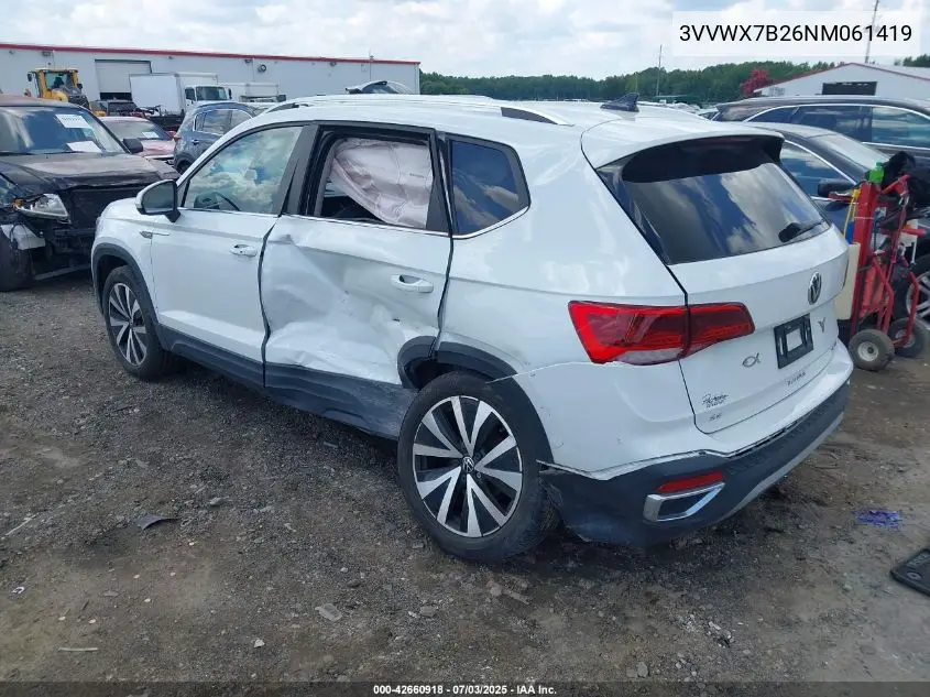 2022 Volkswagen Taos 1.5T Se VIN: 3VVWX7B26NM061419 Lot: 42660918