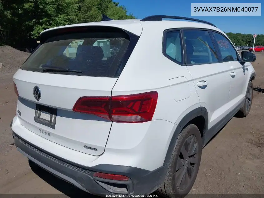 2022 Volkswagen Taos 1.5T S VIN: 3VVAX7B26NM040077 Lot: 42716837