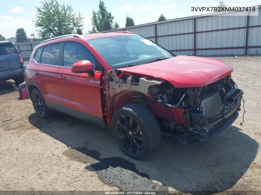 2022 Volkswagen Taos 1.5T Se VIN: 3VVPX7B2XNM037418 Lot: 42762385