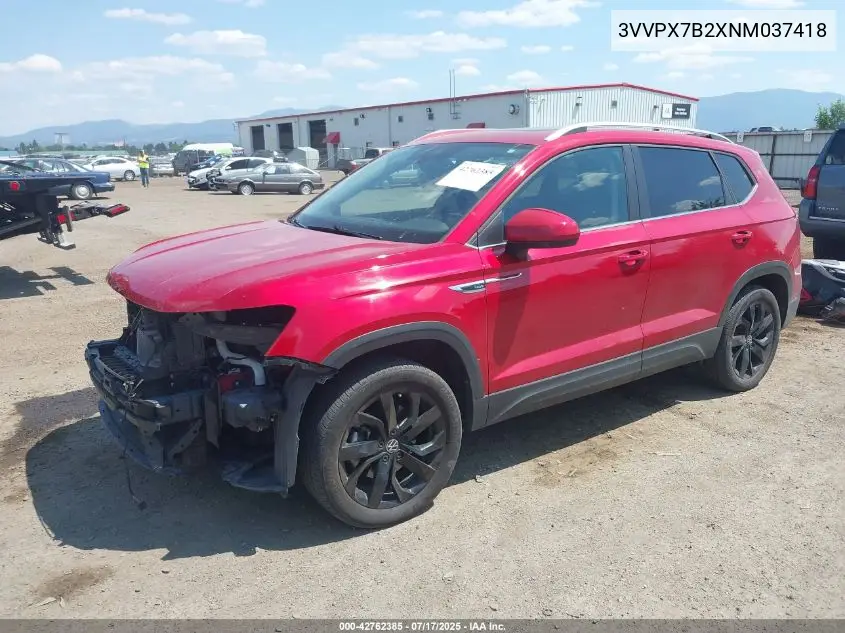 2022 Volkswagen Taos 1.5T Se VIN: 3VVPX7B2XNM037418 Lot: 42762385