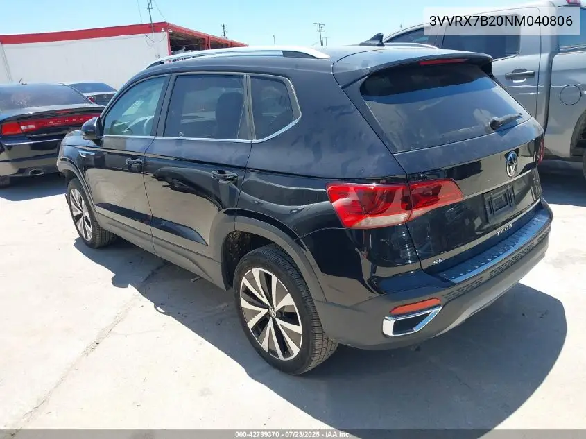 2022 Volkswagen Taos 1.5T Se VIN: 3VVRX7B20NM040806 Lot: 42799370