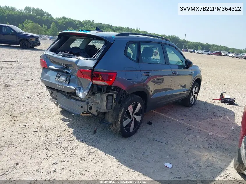 2023 Volkswagen Taos 1.5T S VIN: 3VVMX7B22PM364322 Lot: 42581478