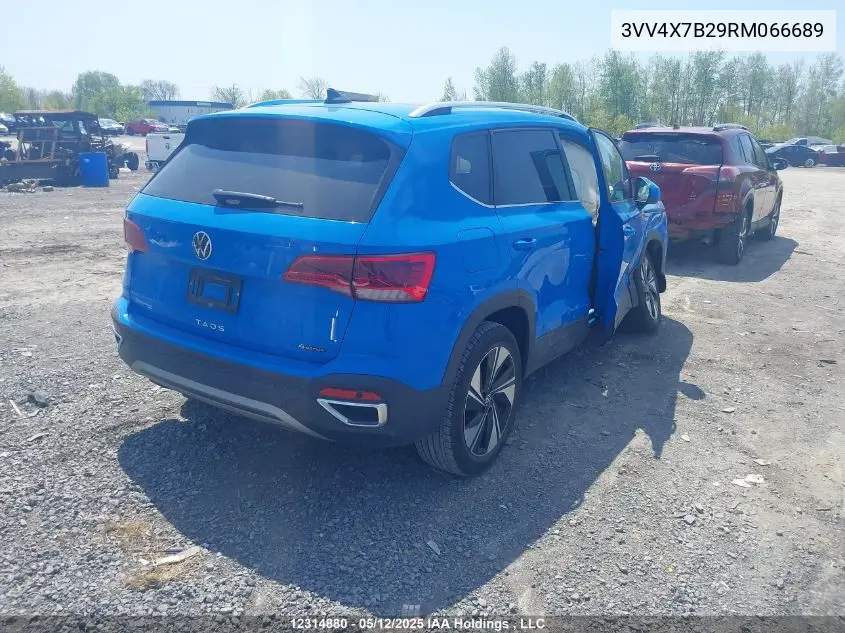 2024 Volkswagen Taos Sel VIN: 3VV4X7B29RM066689 Lot: 12314880