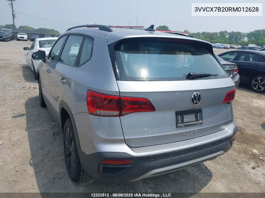 2024 Volkswagen Taos Trendline VIN: 3VVCX7B20RM012628 Lot: 12333513