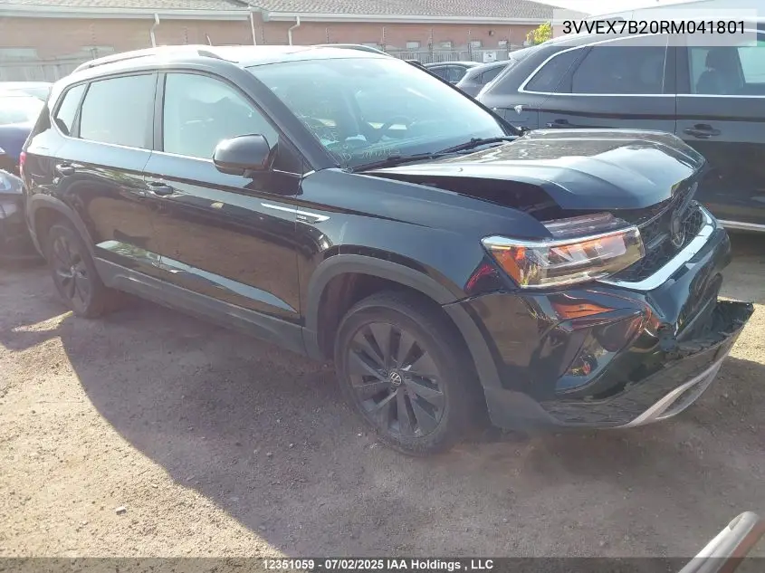 2024 Volkswagen Taos Se VIN: 3VVEX7B20RM041801 Lot: 12351059