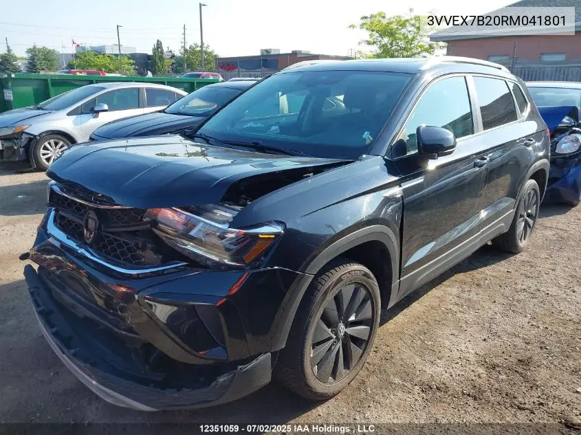 2024 Volkswagen Taos Se VIN: 3VVEX7B20RM041801 Lot: 12351059