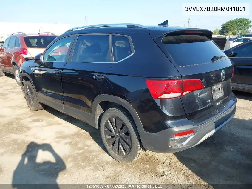 2024 Volkswagen Taos Se VIN: 3VVEX7B20RM041801 Lot: 12351059