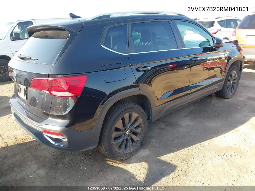 2024 Volkswagen Taos Se VIN: 3VVEX7B20RM041801 Lot: 12351059