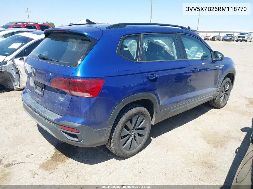 2024 Volkswagen Taos 1.5T S VIN: 3VV5X7B26RM118770 Lot: 41985582