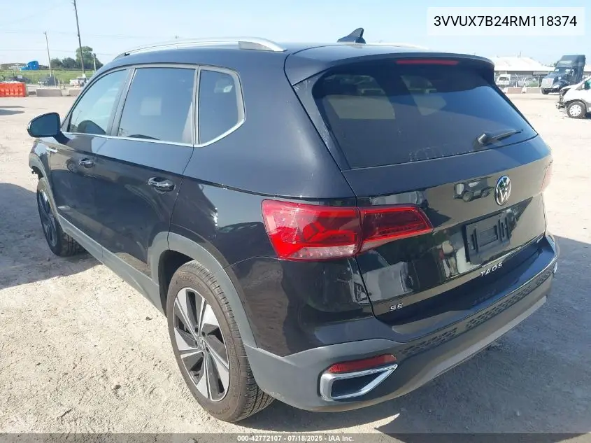 2024 Volkswagen Taos 1.5T Se VIN: 3VVUX7B24RM118374 Lot: 42772107