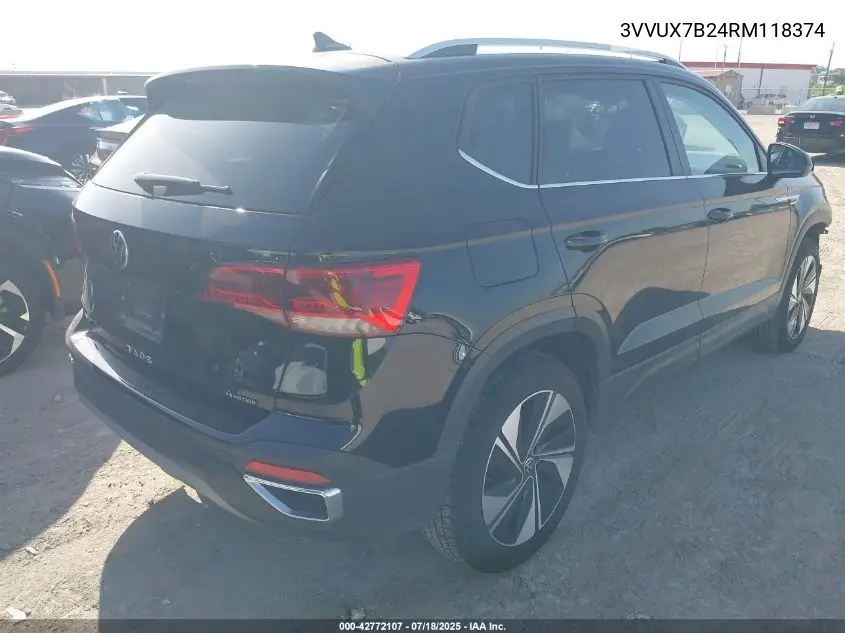 2024 Volkswagen Taos 1.5T Se VIN: 3VVUX7B24RM118374 Lot: 42772107
