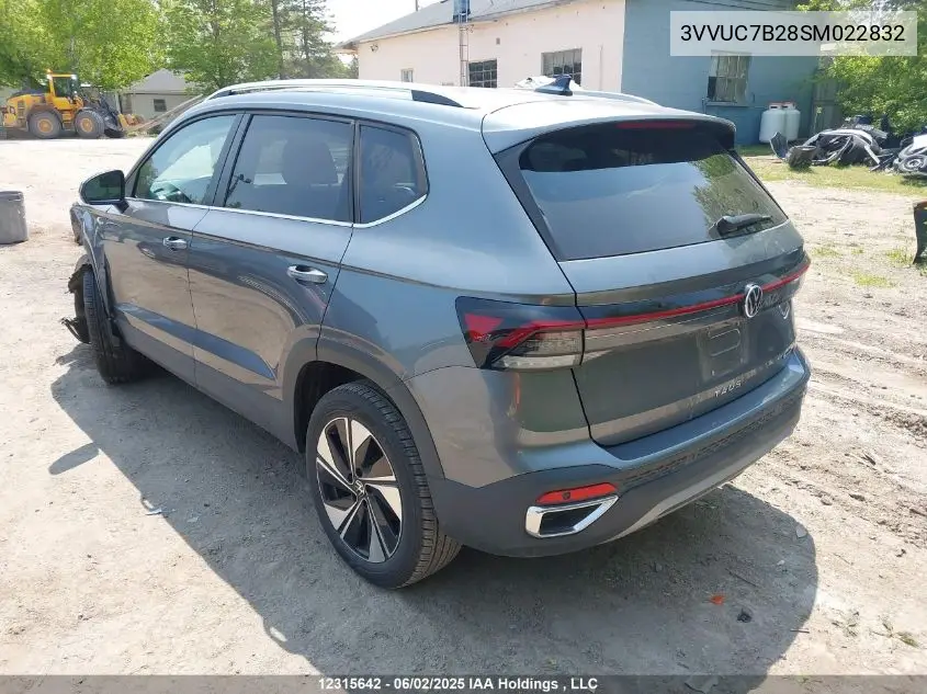 2025 Volkswagen Taos Se VIN: 3VVUC7B28SM022832 Lot: 12315642