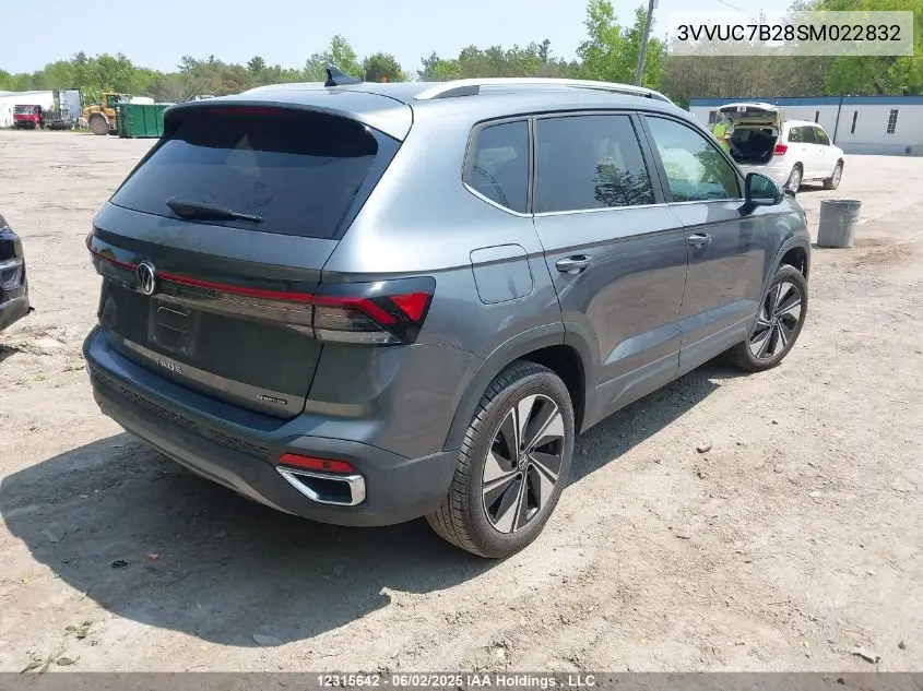 2025 Volkswagen Taos Se VIN: 3VVUC7B28SM022832 Lot: 12315642