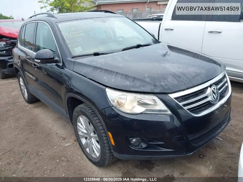 2010 Volkswagen Tiguan Se/Sel VIN: WVGBV7AX8AW514509 Lot: 12328840