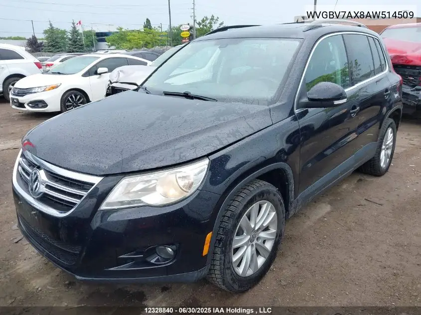 2010 Volkswagen Tiguan Se/Sel VIN: WVGBV7AX8AW514509 Lot: 12328840