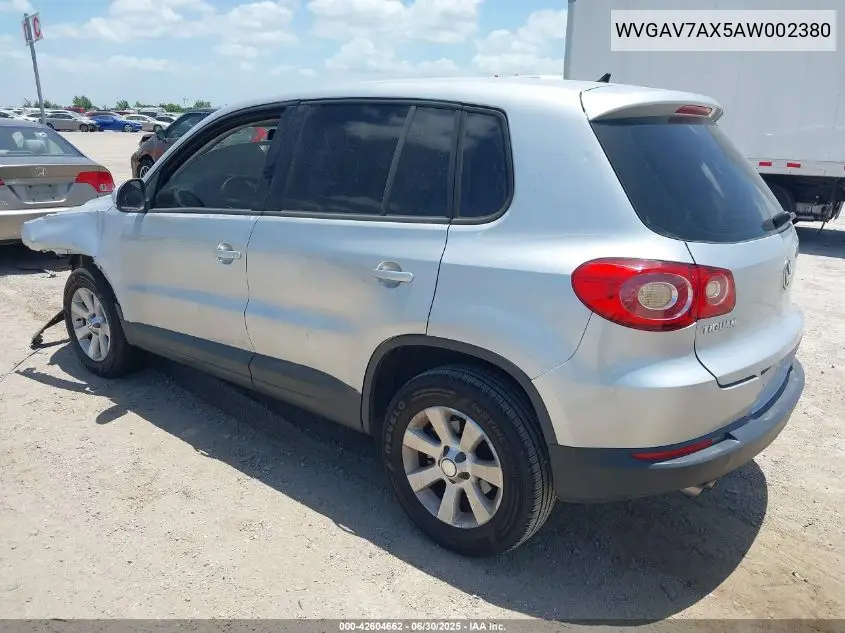 2010 Volkswagen Tiguan S VIN: WVGAV7AX5AW002380 Lot: 42604662