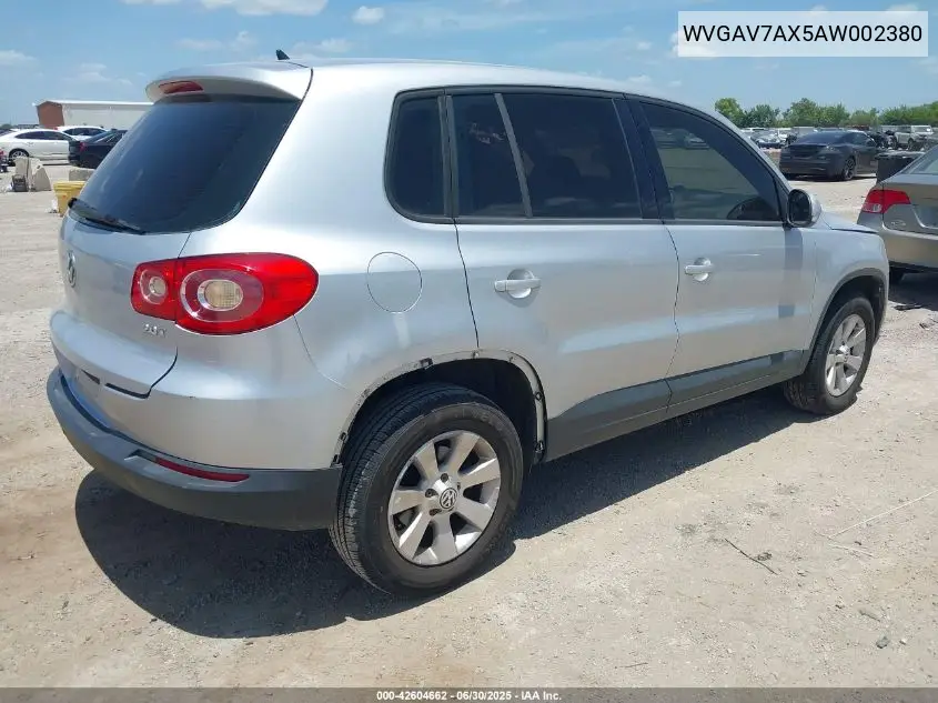2010 Volkswagen Tiguan S VIN: WVGAV7AX5AW002380 Lot: 42604662