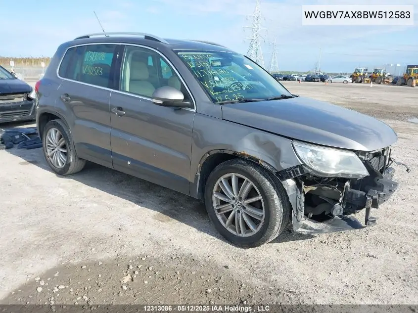 2011 Volkswagen Tiguan Sel VIN: WVGBV7AX8BW512583 Lot: 12313086X